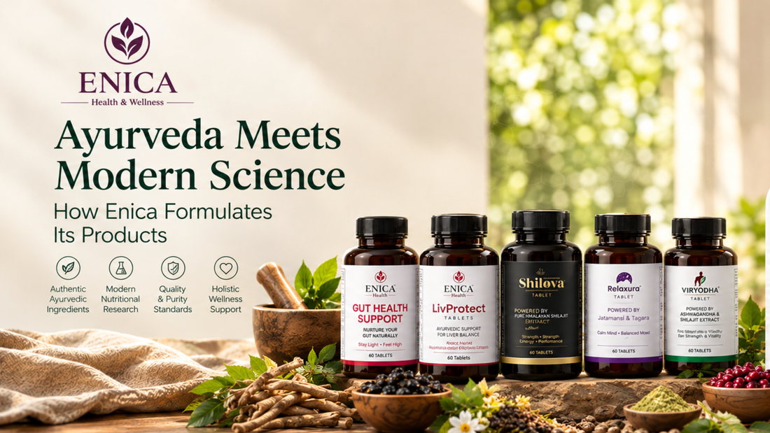 how Enica combines Ayurvedic ingredients with modern nutritional science to create transparent, thoughtfully formulated wellness supplements.